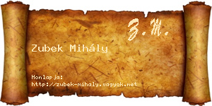 Zubek Mihály névjegykártya